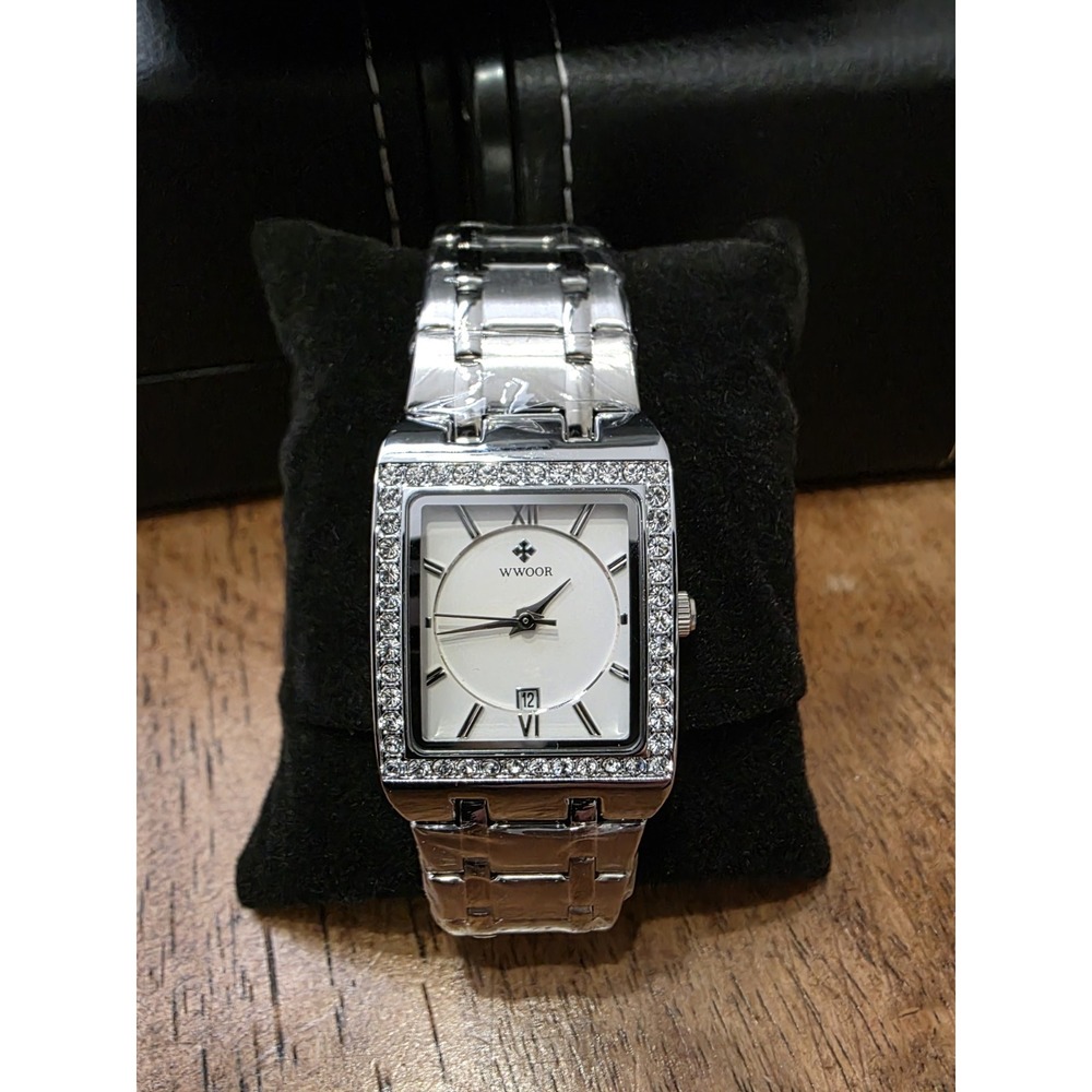 Women's Silvertone WWOOR Quartz Watch w/ Rhinestones WR-8858L #0172
